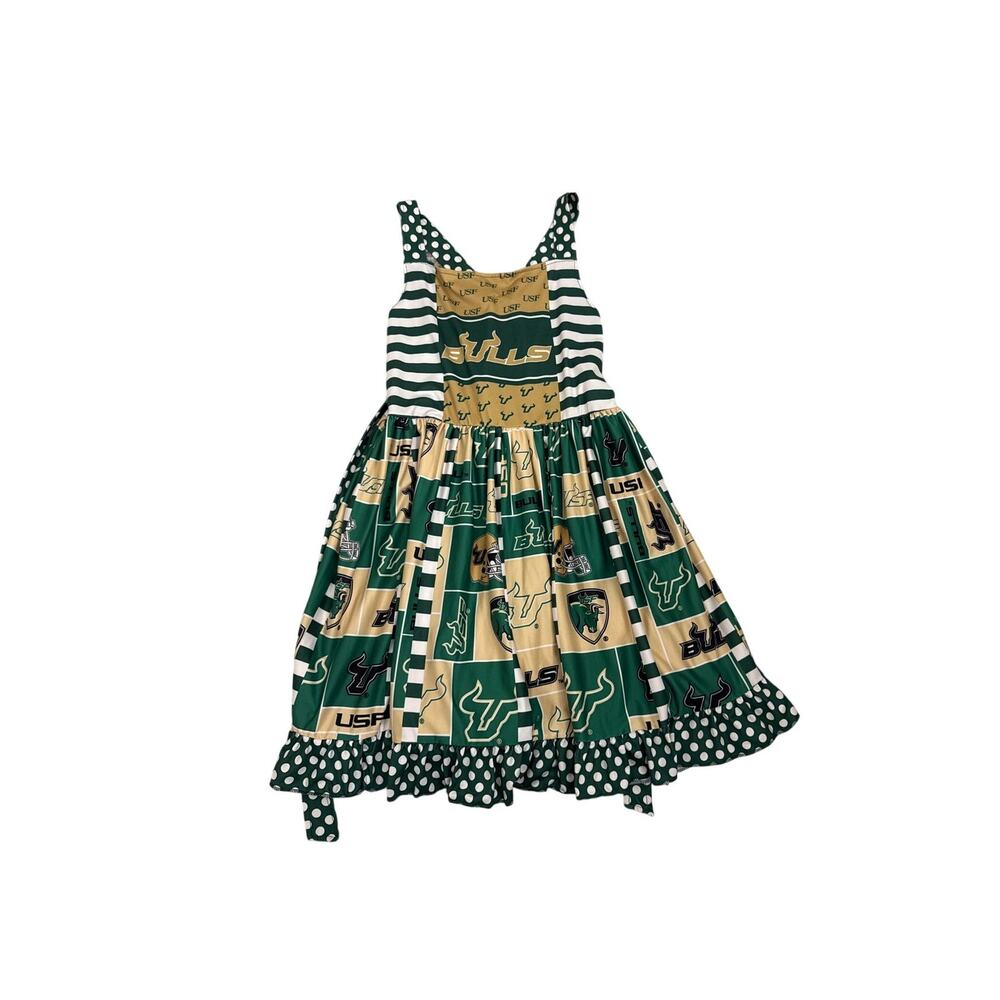 Toodle Treasures USF South Florida Bulls Sleeveless Twirl Dress Size 14/16